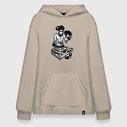 Толстовка-худи оверсайз Bruce Lee - Vinyl Dj, цвет: миндальный