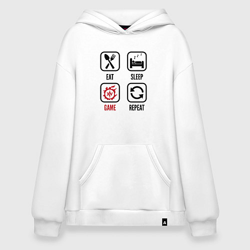 Худи оверсайз Eat - Sleep - Final Fantasy - Repeat / Белый – фото 1