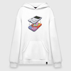 Толстовка-худи оверсайз Game boy insides, цвет: белый