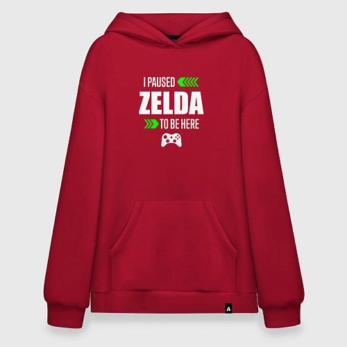 Худи оверсайз I Paused Zelda To Be Here с зелеными стрелками / Красный – фото 1