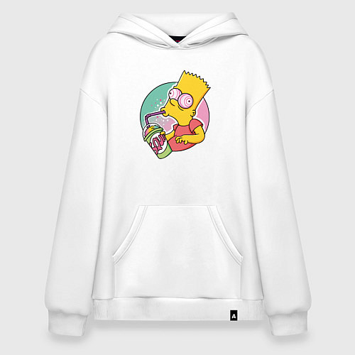 Худи оверсайз Барт Симпсон пьёт лимонад / Белый – фото 1