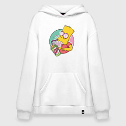Толстовка-худи оверсайз Барт Симпсон пьёт лимонад, цвет: белый