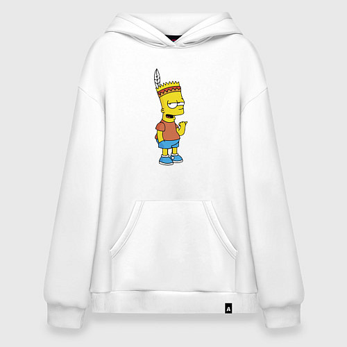 Худи оверсайз Барт Симпсон - индеец / Белый – фото 1