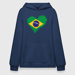 Толстовка-худи оверсайз Сердце - Бразилия, цвет: тёмно-синий