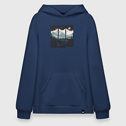 Толстовка-худи оверсайз Бездорожье Россия, цвет: тёмно-синий