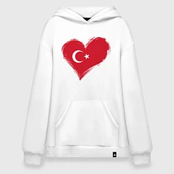 Толстовка-худи оверсайз Сердце - Турция, цвет: белый