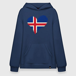 Толстовка-худи оверсайз Сердце - Исландия, цвет: тёмно-синий