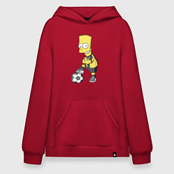 Толстовка-худи оверсайз Барт Симпсон - крутой футбольный форвард, цвет: красный