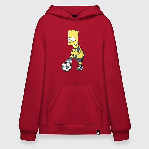 Худи оверсайз Барт Симпсон - крутой футбольный форвард / Красный – фото 1