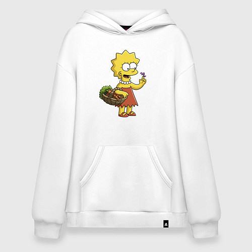 Худи оверсайз Lisa Simpson с гусеницей на даче / Белый – фото 1