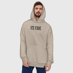Толстовка-худи оверсайз Ice Cube - logo, цвет: миндальный — фото 2