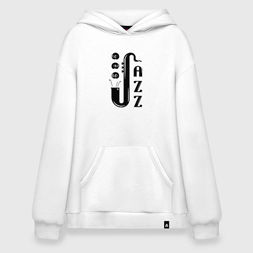 Худи оверсайз Jazz - саксофон черепки / Белый – фото 1