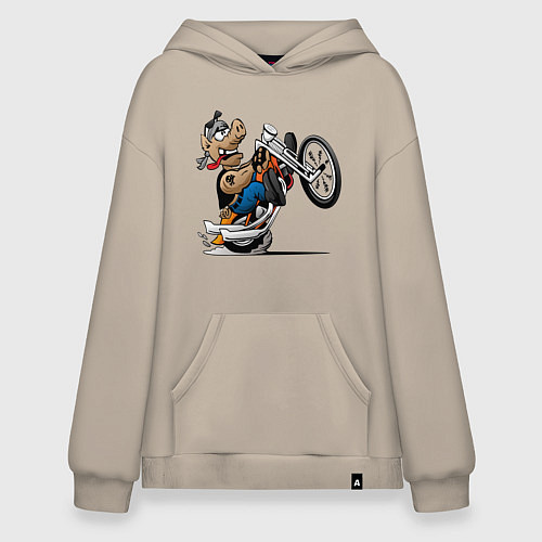 Худи оверсайз Кабан на потоцикле / Миндальный – фото 1