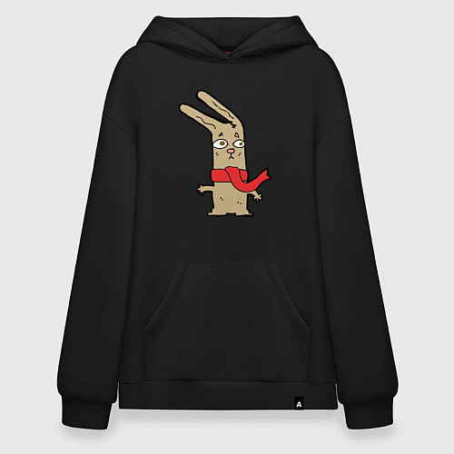 Худи оверсайз Кролик в шарфике / Черный – фото 1