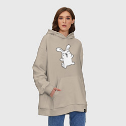 Толстовка-худи оверсайз Happy Bunny, цвет: миндальный — фото 2