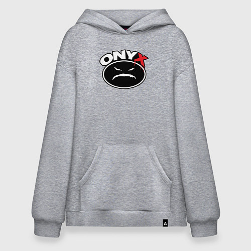 Худи оверсайз Onyx - black logo / Меланж – фото 1