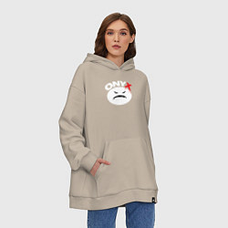 Толстовка-худи оверсайз Onyx logo white, цвет: миндальный — фото 2