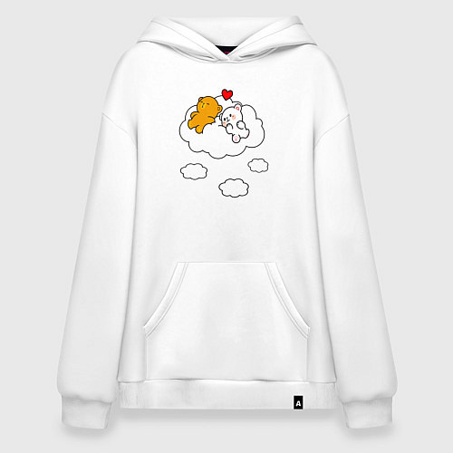 Худи оверсайз Влюбленные медвежата на облаке / Белый – фото 1