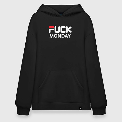 Худи оверсайз Fuck monday, fila, anti-brand / Черный – фото 1