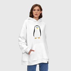 Толстовка-худи оверсайз Красивый пингвин, цвет: белый — фото 2