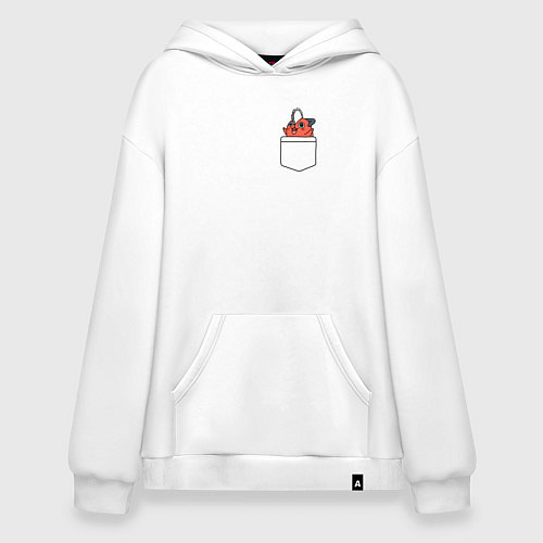Худи оверсайз Пачита в кармашке - Человек бензопила / Белый – фото 1