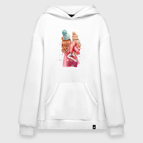 Худи оверсайз Мама с дочкой / Белый – фото 1