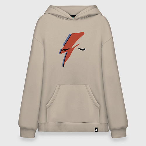 Худи оверсайз Дэвид Боуи - молния / Миндальный – фото 1