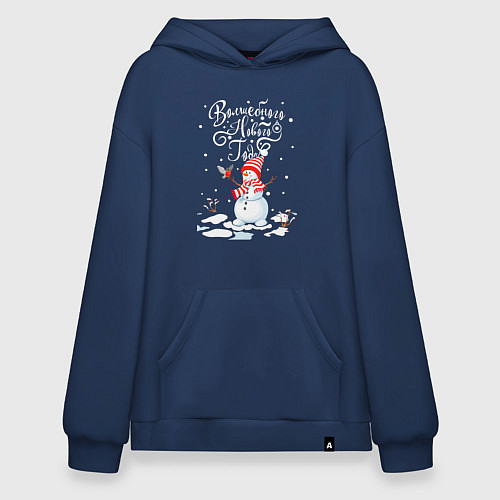 Худи оверсайз Новогодний снеговик / Тёмно-синий – фото 1