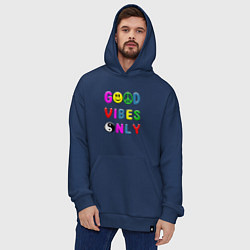 Толстовка-худи оверсайз Good vibes only, цвет: тёмно-синий — фото 2