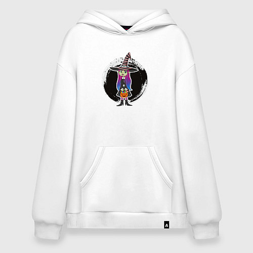 Худи оверсайз Мультяшная ведьма Хэллоуин / Белый – фото 1
