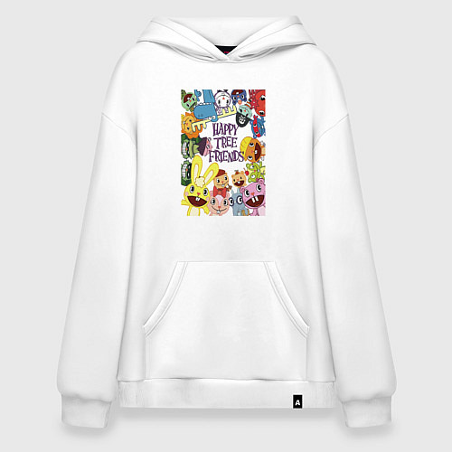 Худи оверсайз Happy three friends - poster / Белый – фото 1