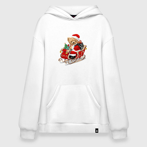 Худи оверсайз Новогодний мишка / Белый – фото 1