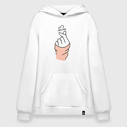 Толстовка-худи оверсайз Hand click, цвет: белый