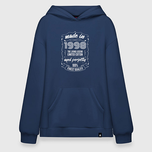 Худи оверсайз Made in 1998 retro old school / Тёмно-синий – фото 1