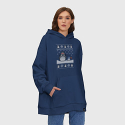Толстовка-худи оверсайз Новогодние тоторики - ugly sweater, цвет: тёмно-синий — фото 2