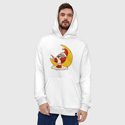 Толстовка-худи оверсайз Санта на луне, цвет: белый — фото 2