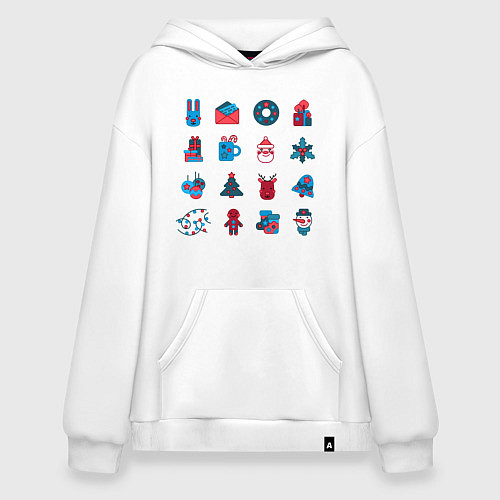 Худи оверсайз Новогодние символы минимализм / Белый – фото 1