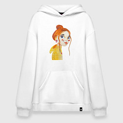 Худи оверсайз Девочка с рыжими волосами в желтой кофте