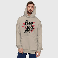 Толстовка-худи оверсайз Love U, цвет: миндальный — фото 2