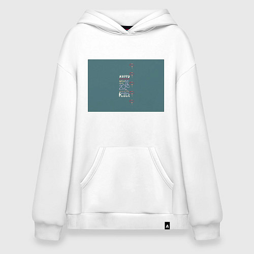 Худи оверсайз Леттеринг с новым 2023 годом кролика / Белый – фото 1