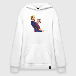 Толстовка-худи оверсайз Messi Barcelona, цвет: белый