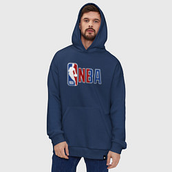 Толстовка-худи оверсайз NBA - big logo, цвет: тёмно-синий — фото 2