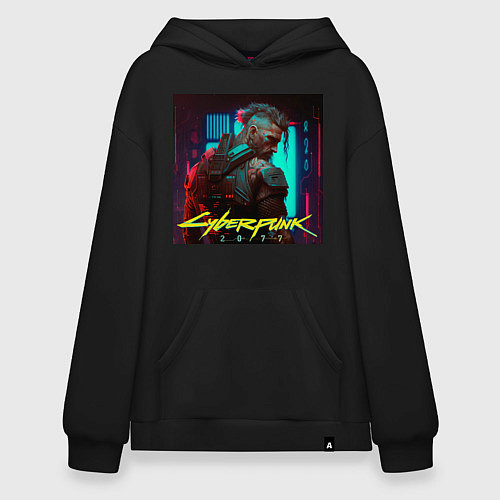 Худи оверсайз Brutal Cyberpunk man / Черный – фото 1