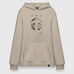 Толстовка-худи оверсайз Патент на наушники, цвет: миндальный