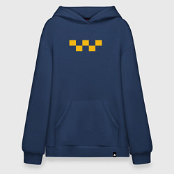 Толстовка-худи оверсайз Шашечки таксиста, цвет: тёмно-синий