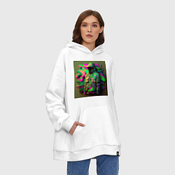 Толстовка-худи оверсайз Комуфляж воина, цвет: белый — фото 2