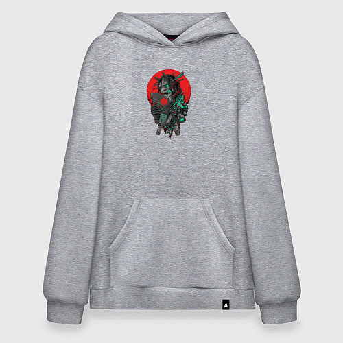 Худи оверсайз Робот-самурай / Меланж – фото 1