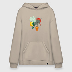 Толстовка-худи оверсайз Мультяшный светлячок с фонариком, цвет: миндальный