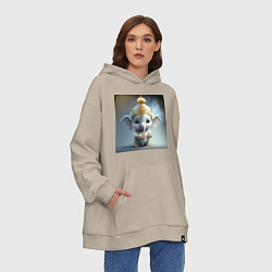 Толстовка-худи оверсайз Удивительный слонёнок, цвет: миндальный — фото 2