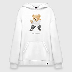 Толстовка-худи оверсайз Kung fu master, цвет: белый